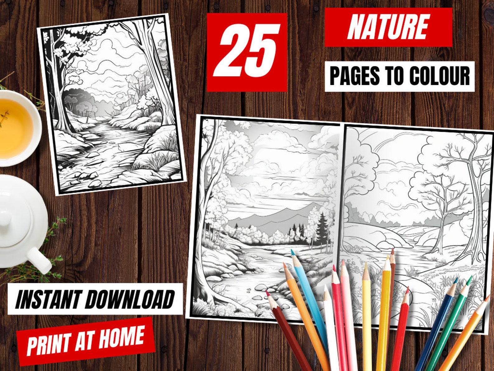 Nature Landscape Coloring Pages | Adult Coloring Pages | Coloring Page ...