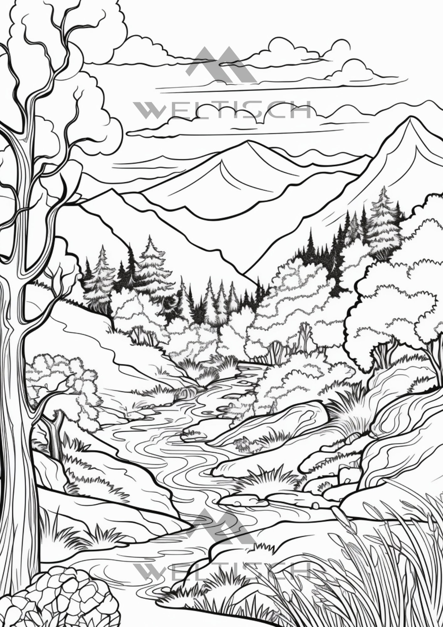Nature Landscape Coloring Pages Adult Coloring Pages - Etsy