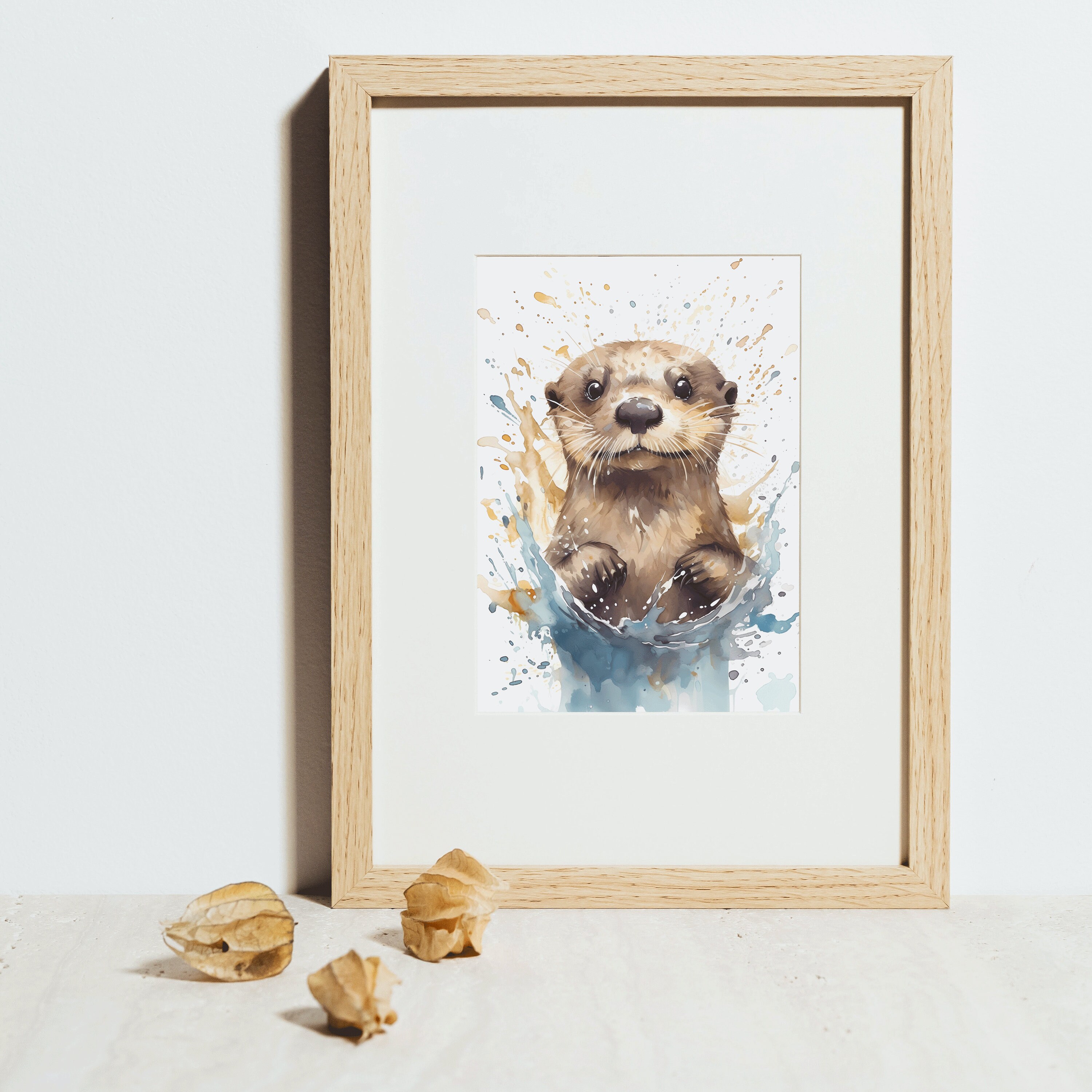 Discover Watercolor Otter Print | watercolor painting from photo| nursery mobile | ai art | otter painting , No Frame