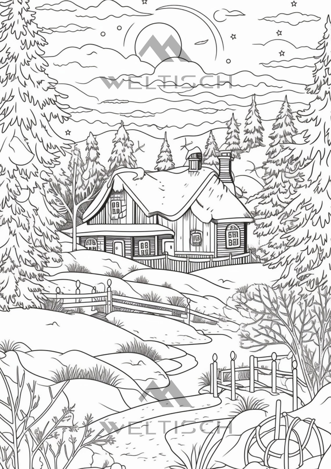 Winter Coloring Pages Adult Coloring Pages Coloring Pages - Etsy