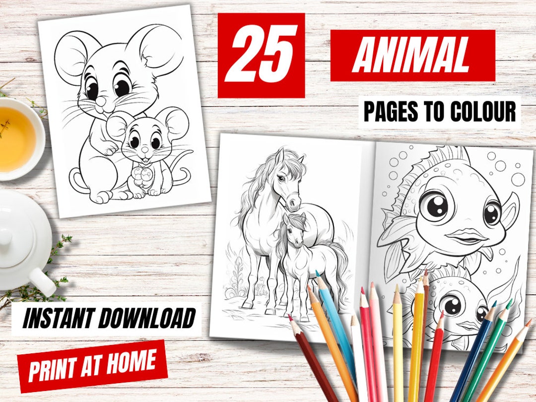 Animal Coloring Pages | INSTANT DOWNLOAD | Printable Coloring Pages | Coloring Pages for Kids ...