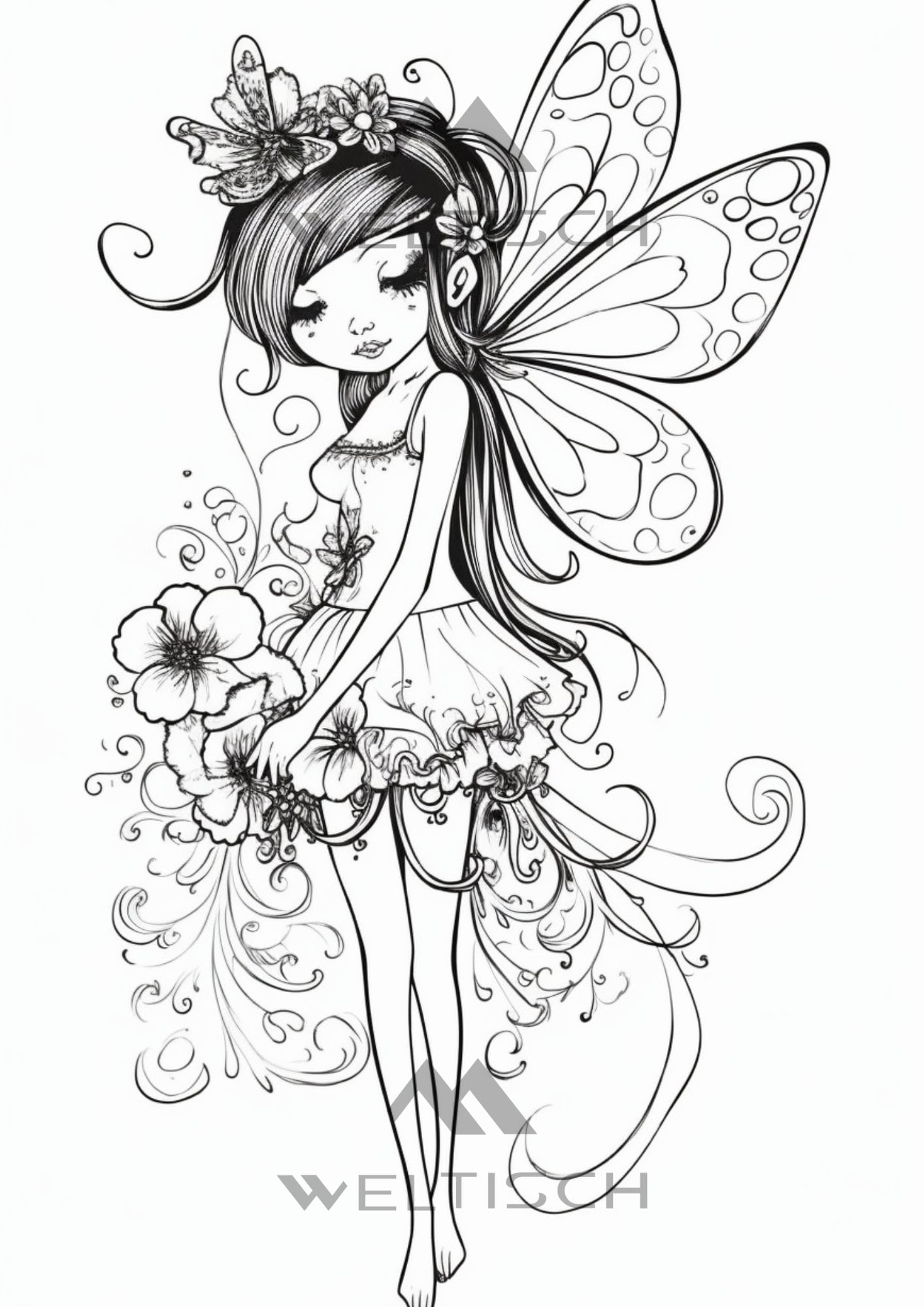 Fairy Coloring Pages Fairy Birthday Coloring Pages - Etsy