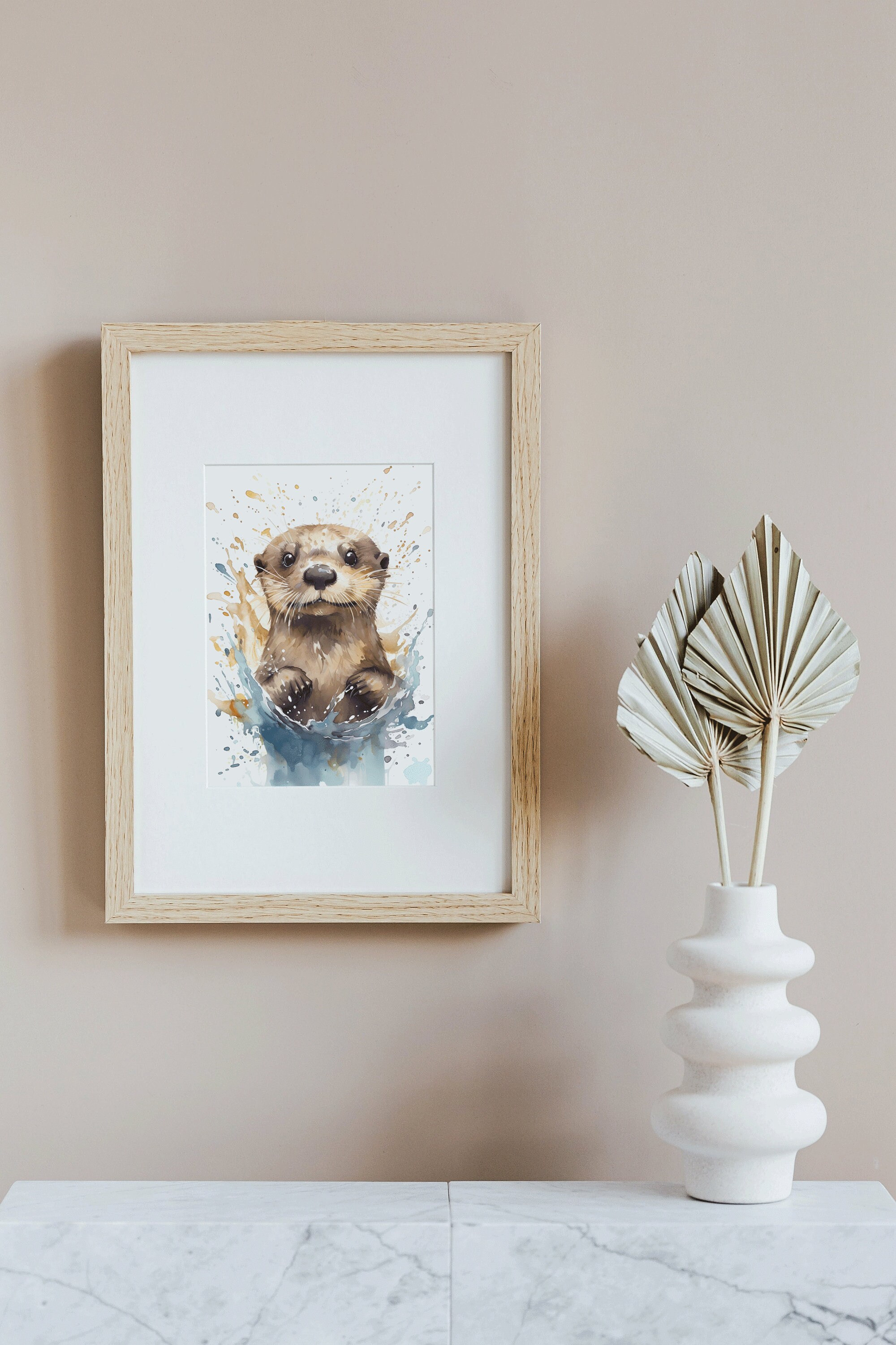 Discover Watercolor Otter Print | watercolor painting from photo| nursery mobile | ai art | otter painting , No Frame