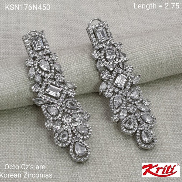 Jewelry, Imitation Jewellery, Swarovski Jewelry, Artificial Jewelry, Costume Jewelry, Long Earrings, studs, tops, Korean cz, Emerald cut