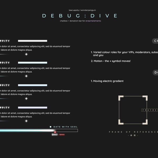 D E B U G : D I V E Chatbox Stream Goal Widgets | Stylish Tech with Animated Elements | Customizable Colors | For StreamElements & Twitch