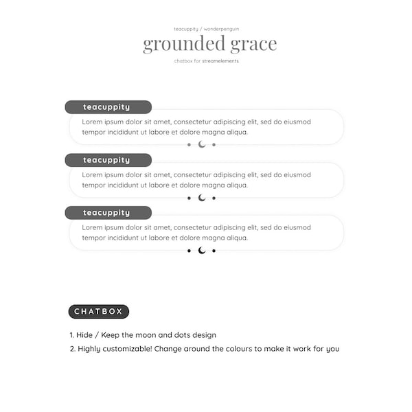Grounded Grace Chatbox Stream Goal Widgets | Round Flexible | Customizable Colors, Toggle-able Elements | For StreamElements & Twitch