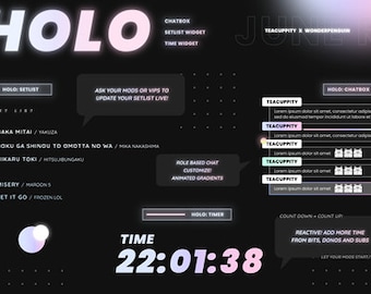 HOLO Chat Widget | Holographic Minimal | Customizable Colors | For StreamElements & Twitch