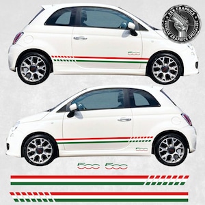 Italian side Stripes for Fiat 500 Sport onwards Stickers Decals Hexis 10 year Vinyl Foils Decorative Accents Accessories Styling
