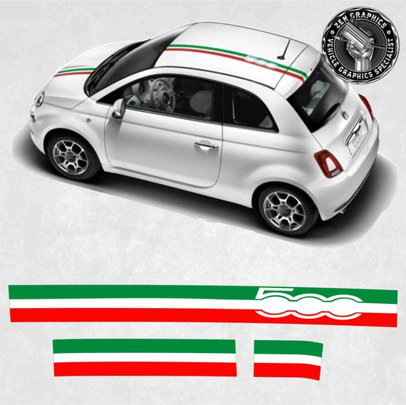 4R Bandes Adhésives Latérales Tricolore Italia - Vinyle Cast Pour Fiat 500