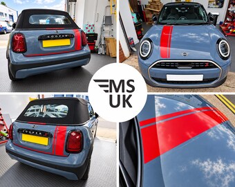 Bonnet & rear JCW Stripes for Mini F67 Cabriolet Soft Top Cooper S Works vinyl decals stickers Decorative Foils Styling Accessories