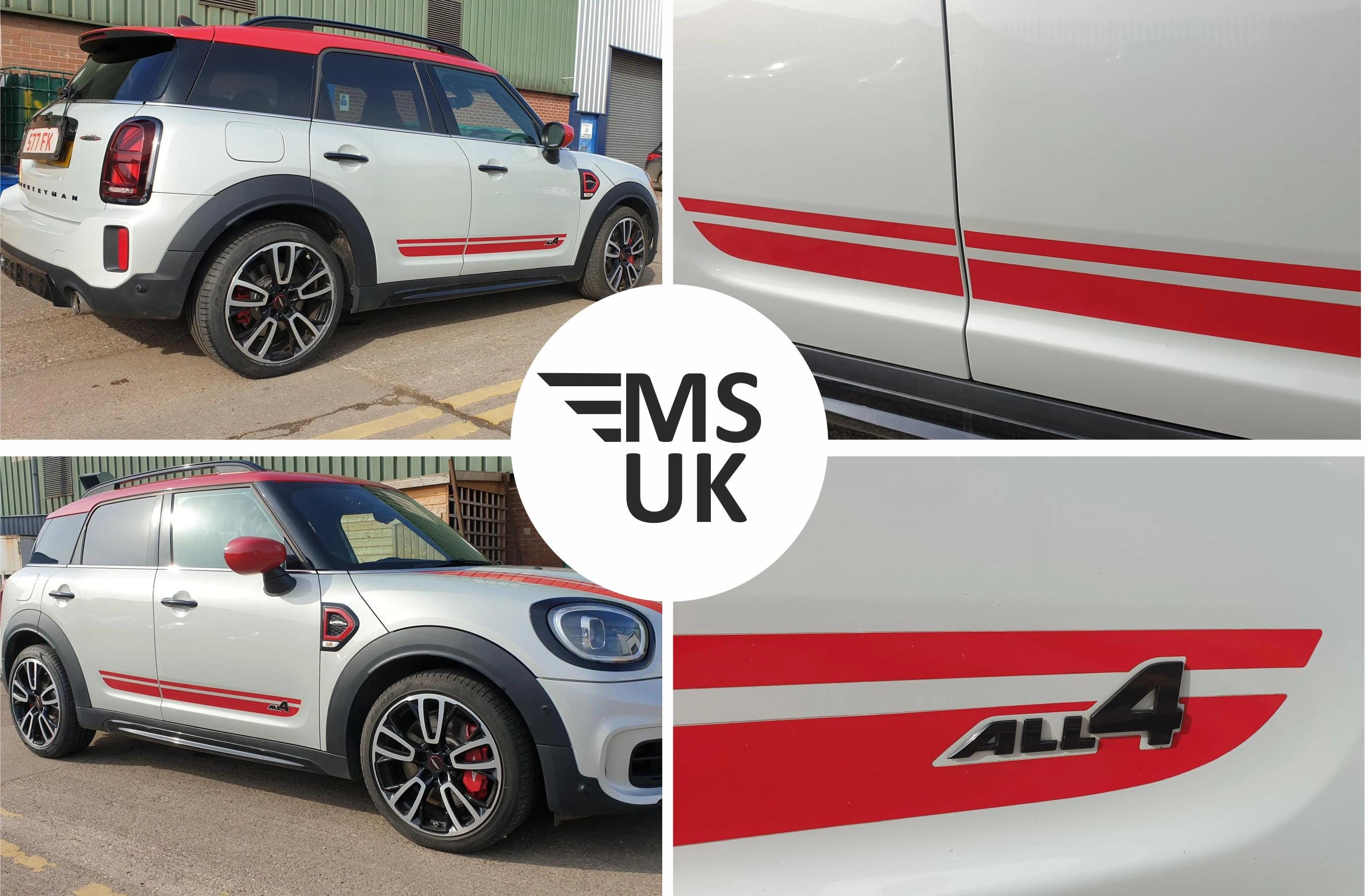 Chili Red Side Stripes Kit to Fit Mini F60 Countryman JCW ALL4