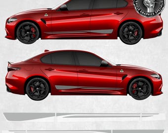 Side Stripes for Alfa Romeo Giulia Quadrifoglio Stickers exact correct size and spec as Genuine Hexis Suptac 10 year Vinyl