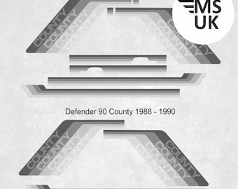 side Stripes to fit Defender 90 County and 110 County 1988 - 1990 Vinyl Decals Stickers Foils Decorative Parts Graphics