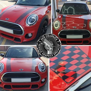 Transparent and Black Bonnet Stripes to fit Mini Cooper JCW F55 5 Door F56 3 Door 2014 - 23 Stickers Decals Graphics Cooper S JCW Foils