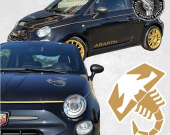 Correct Bonnet Decal for Fiat 595 Scorpioneoro replacement Abarth Sticker Genuine Hexis Suptac 7 - 10 year Vinyl