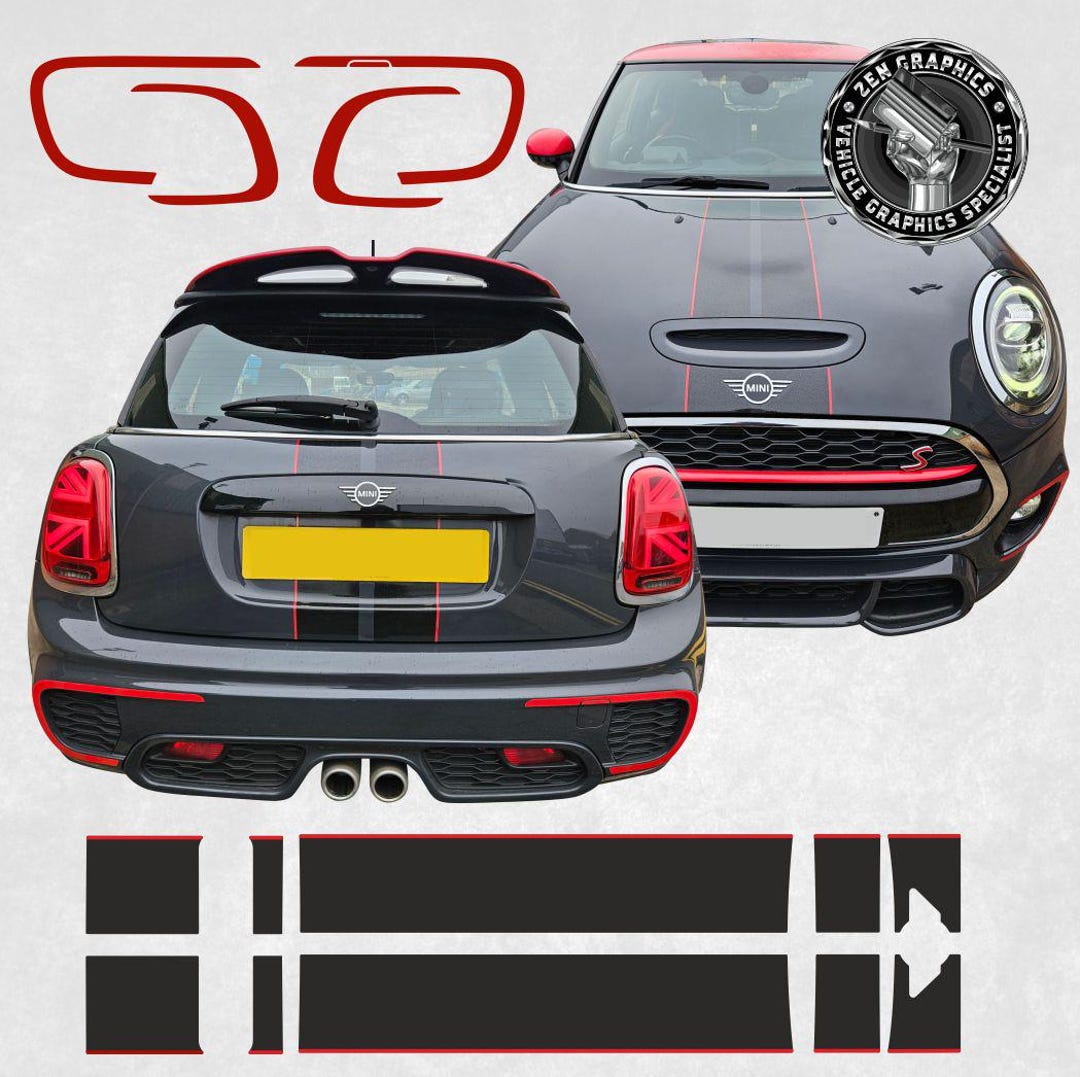 Glitter Bumpers, Bonnet and Rear Boot Lid Stripes to Fit Mini F56 Lci 3 ...