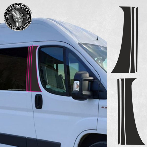 B Pillar Side Blackout Decals Stickers for Peugeot Relay / Citroen Ducato Camper PPF Paint Protection Vinyl Graphics Decals