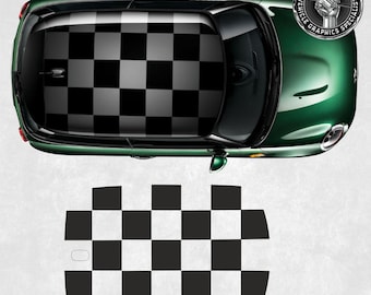 Mini F55 5ドア Cooper S JCW用 ルーフチェッカーフラッググラフィック