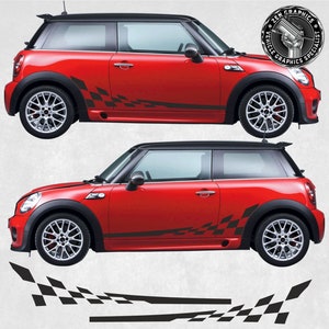 Side Stripes to fit Mini R56 / R57 Chequered vinyls decals stickers