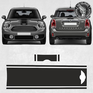 Franjas traseras y capó para Mini F60 Countryman Cooper / S & JCW Calcomanías de fábrica en tamaño y especificaciones Calcomanías de vinilo originales Calcomanías Gráficas