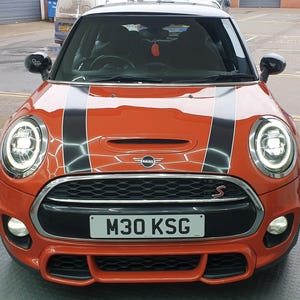 Mini Cooper F55 5 Door F56 3 Door Bonnet Stripes Exact Spec 2016-2023 Pre and LCi 2 S JCW Stickers Decals Graphics Foils Decorative Vinyl