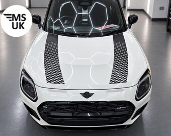 Bonnet Stripes Black & Transparent for Mini Countryman U25 JCW 2024 and Cooper S Electric Favored Stickers Decals Graphics Foil Vinyl