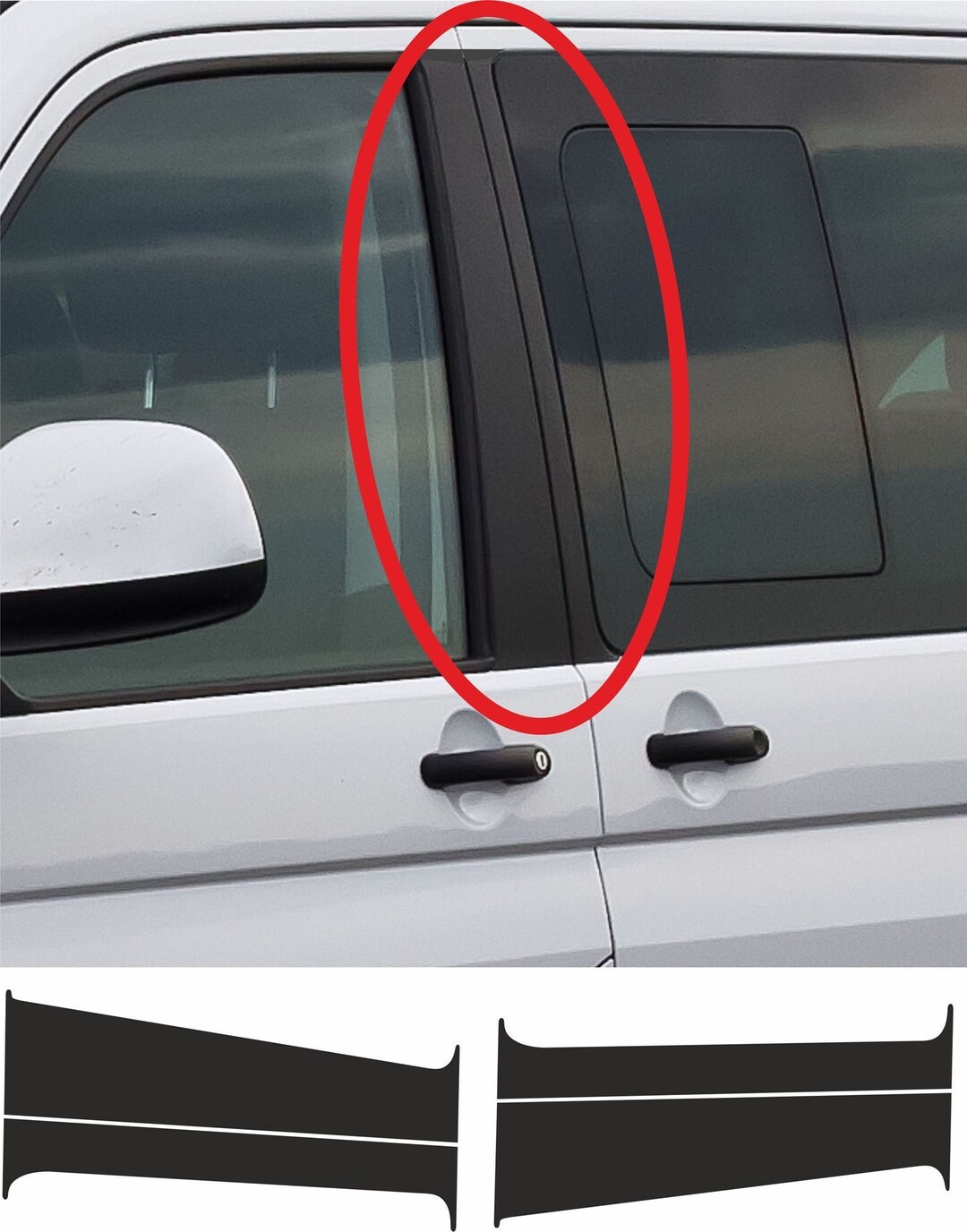 B Pillar Side Blackout Decals Stickers for T5 T6 PPF Paint Protection