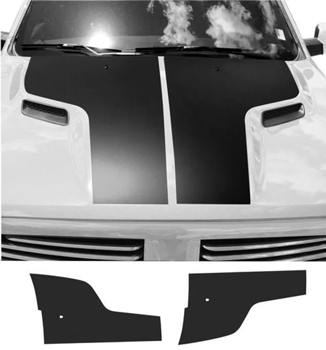 2pc Matte Black Hood Decals Stripes – Car/Truck Graphics, DIY, 95cm Length, Gloss Finish