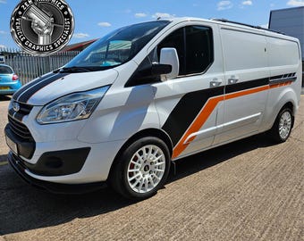 Adesivi Fasce Laterali Superiori Per Ford Transit Tourneo Custom Sport | Nero Opaco | Vinile Professionale Per Personalizzazione