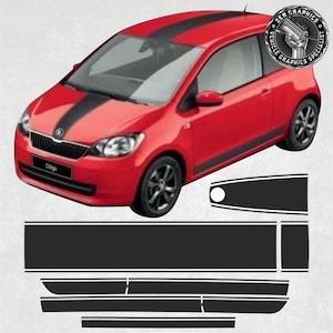 Exacte specificaties over-the-top OTT Sport Design Strepen voor Skoda Citigo Stickers Decals Graphics Lijm Zwarte Kleur Editie SE Euro Green Tech