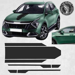 Bonnet and side Stripes for Kia Sportage 2022 onwards exact size and spec as Genuine parts Hexis Suptac 7 - 10 year Vinyl Stickers  Foils