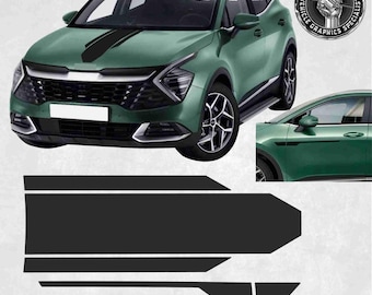 Bonnet and side Stripes for Kia Sportage 2022 onwards exact size and spec as Genuine parts Hexis Suptac 7 - 10 year Vinyl Stickers  Foils