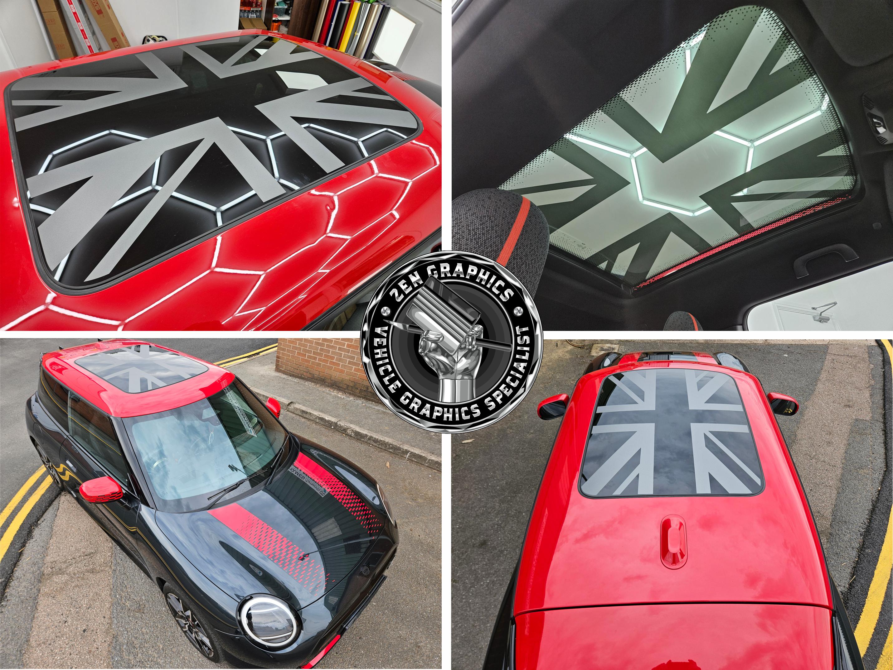 【たけまる】COOPER DESIGNS V1 　8’8 Panoramic Roof Black Jack Graphics for Mini J01 Electric Cooper