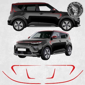 RED S5797B Gloss Stripes to fit Fit Kia Soul EV 2019 onwards boomerang Stickers