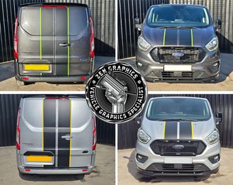 High quality fit Stripes for Transit Custom (H1) Bonnet and rear Barn Door Stickers Graphics Decorative Foils Styling Parts