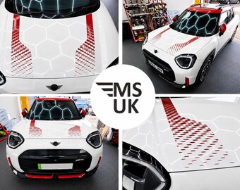 Chili Red Transparent Bonnet Stripes for Mini Aceman J05 2025 onwards Stickers Decals Graphics Cooper S JCW Foils Styling Decorative Vinyl