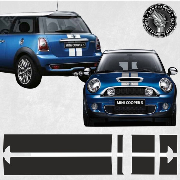 Bonnet and rear Stripes Kit to fit Mini R56 2006 - 2015 Cooper / Cooper S Stickers Decals Graphics