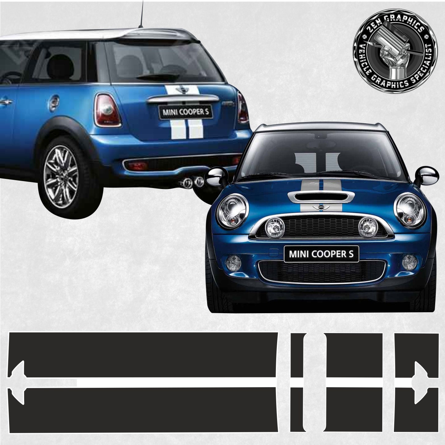 MINI COOPER S R56 R55 R58 R59 BONNET Racing STRIPES Vinyl GRAPHICS DECALS. JCW - Foto 7