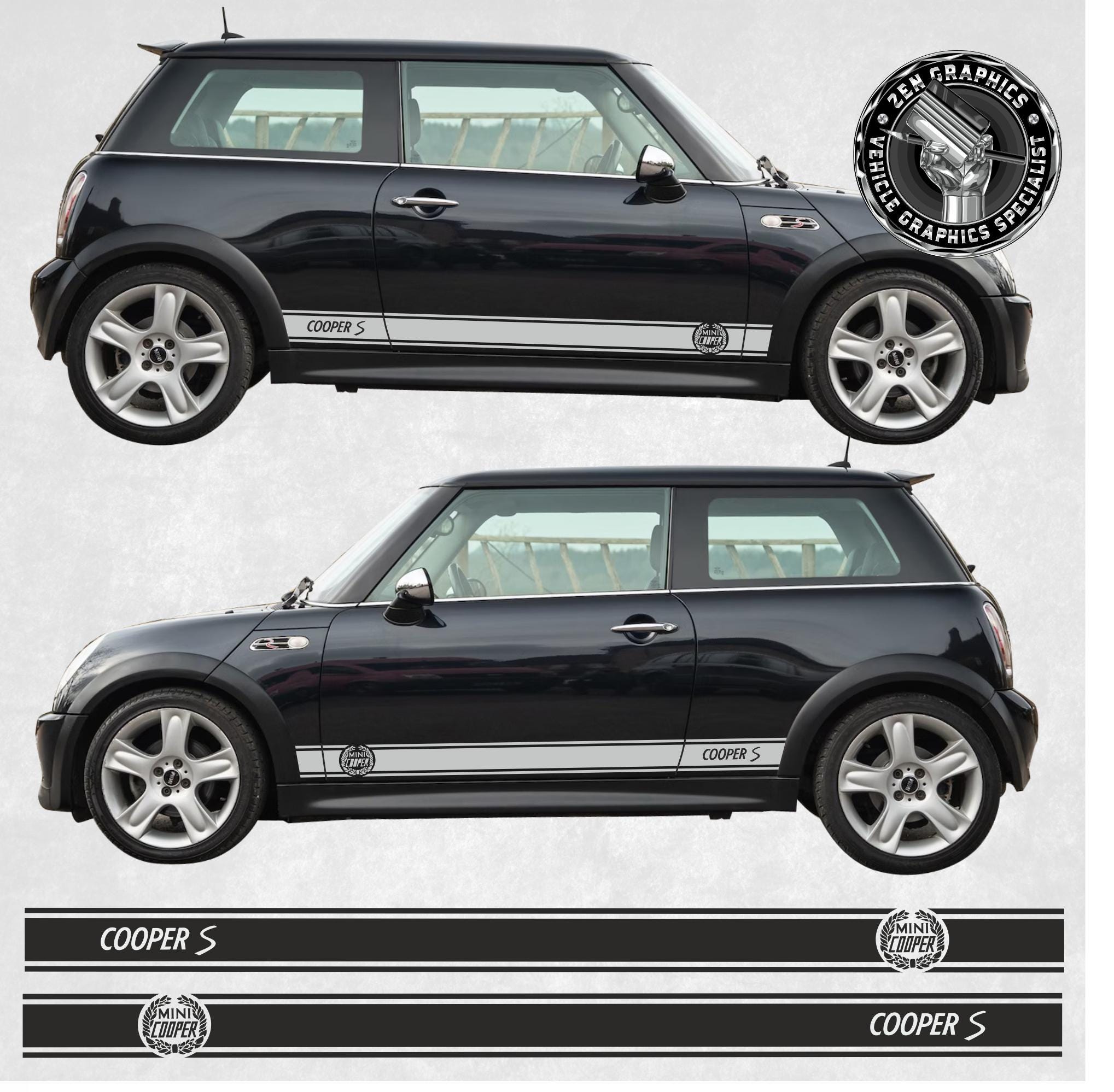 Side Stripes Mini R53 Cooper S Gen 1 Decals Stickers Graphics
