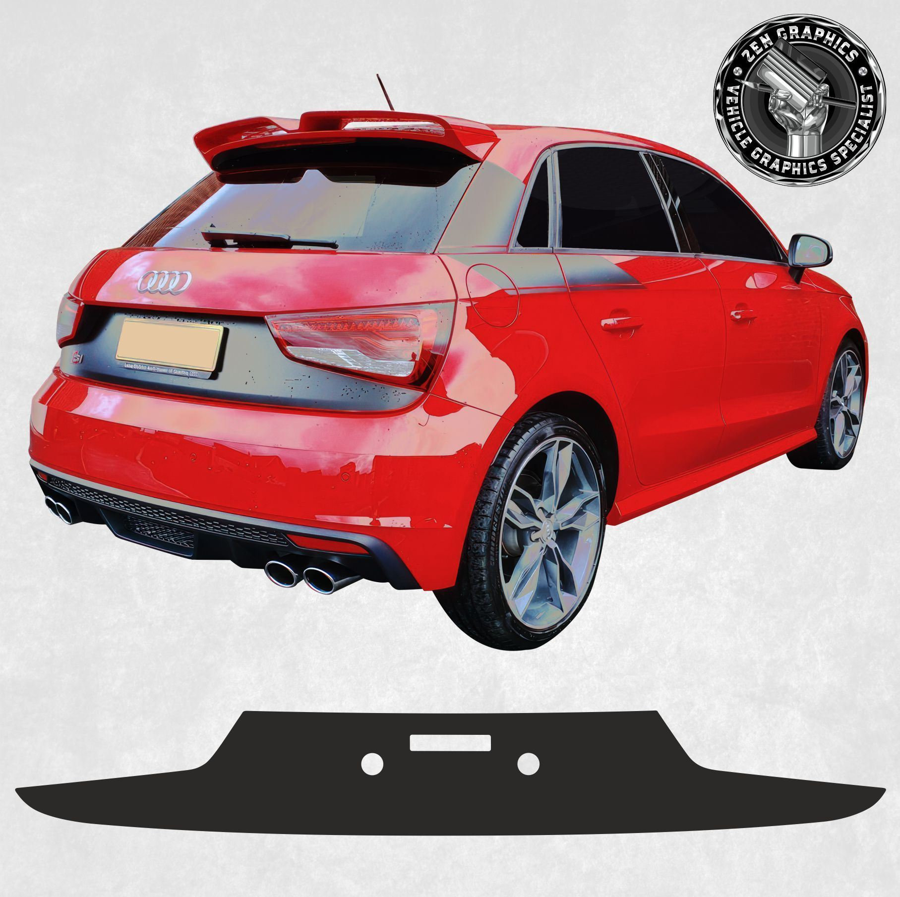 Audi A1 / S1 Competition用ビニールブラックアウトリアハッチリッド 