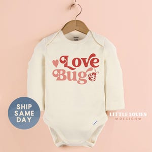 Love Bug Valentine Onesie®, Newborn First Valentine Outfit, Cute Baby Announcement Gift, Valentine&#39;s Day Baby Bodysuit, (CA-VAL10)