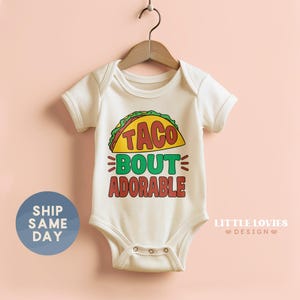 Taco Bout Adorable Baby Onesies® Brand, Funny Cinco de Mayo Outfit for Babies, Mexican Food Baby Shower Gift, Cute Infant Bodysuit(CA-CDM50)