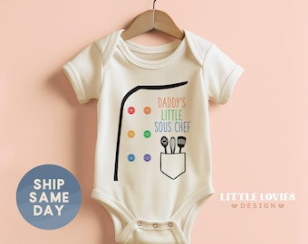 Daddy's Little Sous Chef Onesie®, First Fathers Day Apparel, Chef Dad Gift For Baby, Chef Baby Clothing, 1st Father's Day Bodysuit, (CA-D34)