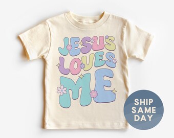 Jesus Loves Me Toddler T-Shirt, Bible Study Shirt, Trendy Religious Shirt, Christian Kids Tee for Boy or Girl, (CA-REL34)