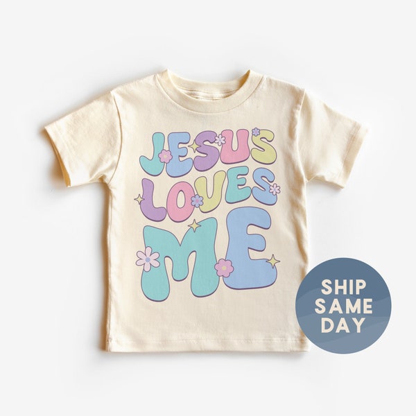 Jesus Loves Me Toddler T-Shirt, Bible Study Shirt, Trendy Religious Shirt, Christian Kids Tee for Boy or Girl, (CA-REL34)