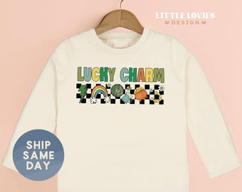 Retro Lucky Charm Toddler Shirt, St Patrick's Day Toddler Youth Shirt, Holiday Tee For Boy & Girl, (CA-PAT3)