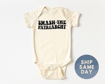 Smash The Patriarchy Onesies® Brand, Activist Baby Bodysuit, Politics Baby Gift, Minimalist Baby Clothes, (CA-WOM10)