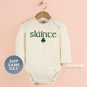 Sláinte Onesies® , Cute Holiday Bodysuit, Gaelic Baby Clothes, Funny Baby Clothes, Irish Baby Gift, (CA-PAT9)