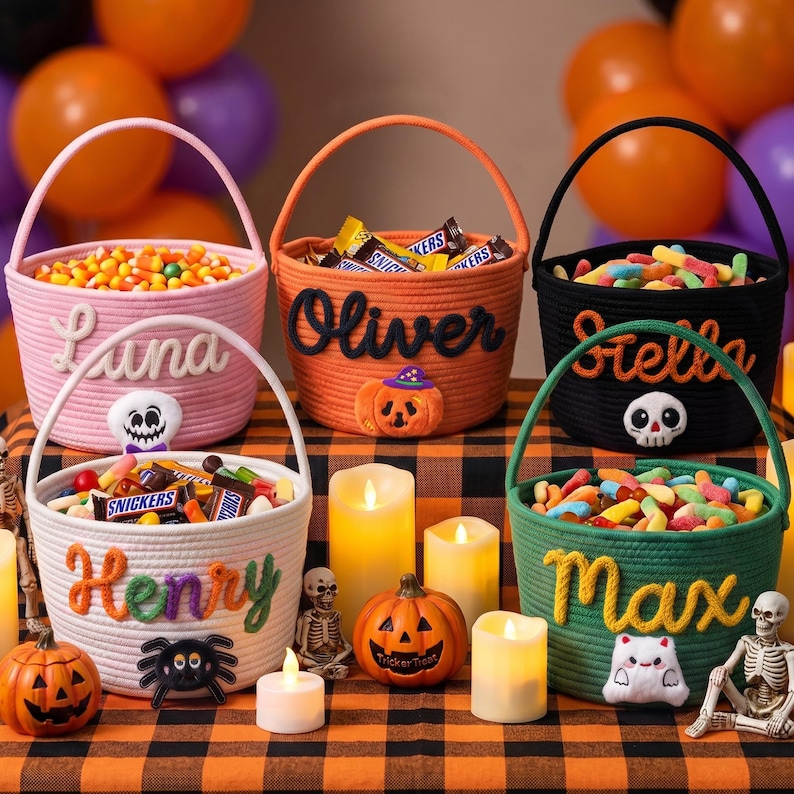 Personalized Halloween Boo Basket for Kids | Custom Name Trick-or-Treat Bag for Toddlers image 9