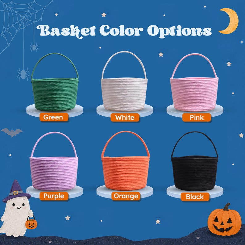 Personalized Halloween Boo Basket for Kids | Custom Name Trick-or-Treat Bag for Toddlers image 2